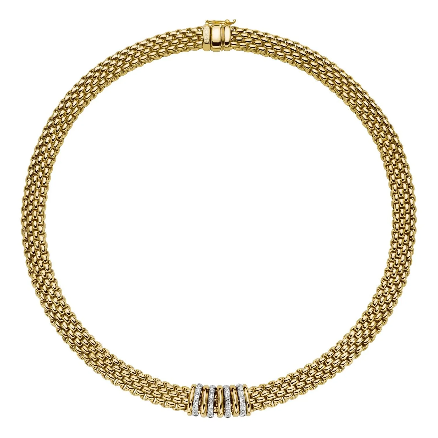 Fope Panorama 18ct Yellow Gold 0.30ct Diamond Rondelle Necklace