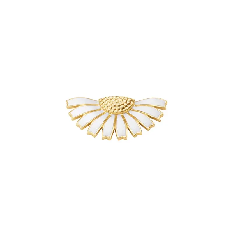 Georg Jensen Daisy 18ct Yellow Gold Plated Sterling Silver White Enamel Half Flower Hair Clip