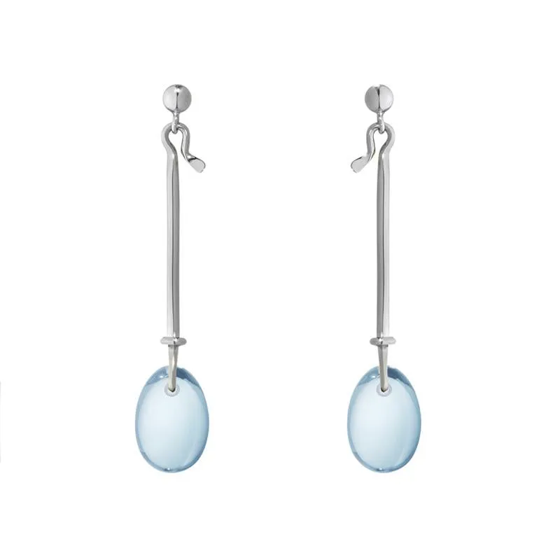 Georg Jensen Dew Drop Sterling Silver Blue Topaz Drop Earrings