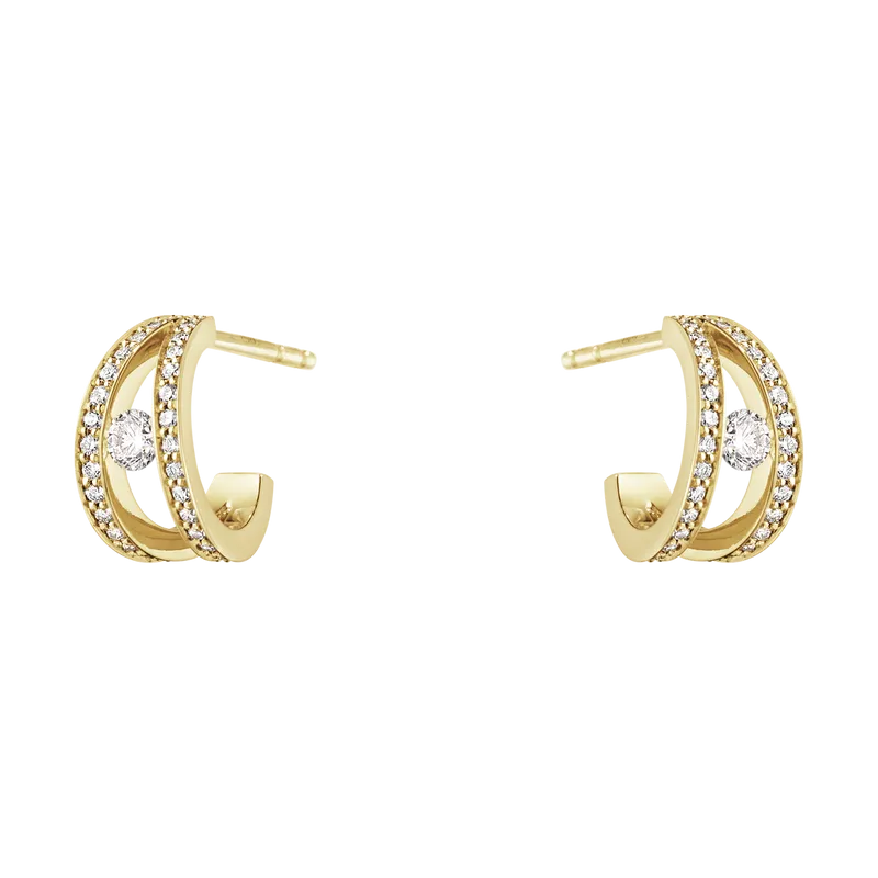 Georg Jensen Halo 18ct Yellow Gold 0.44ct Diamond Hug Earrings D