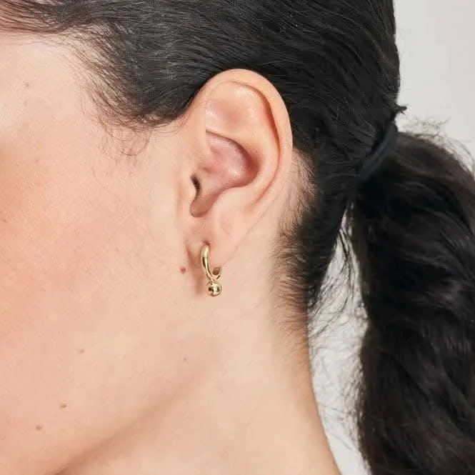 Gold Orb Drop Huggie Hoop Earrings E045-02G