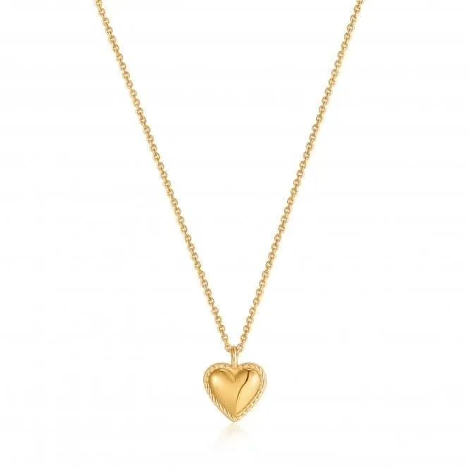Gold Rope Heart Pendant Necklace N036-02G