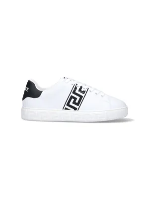 'Greca' Embroidered Sneakers  White