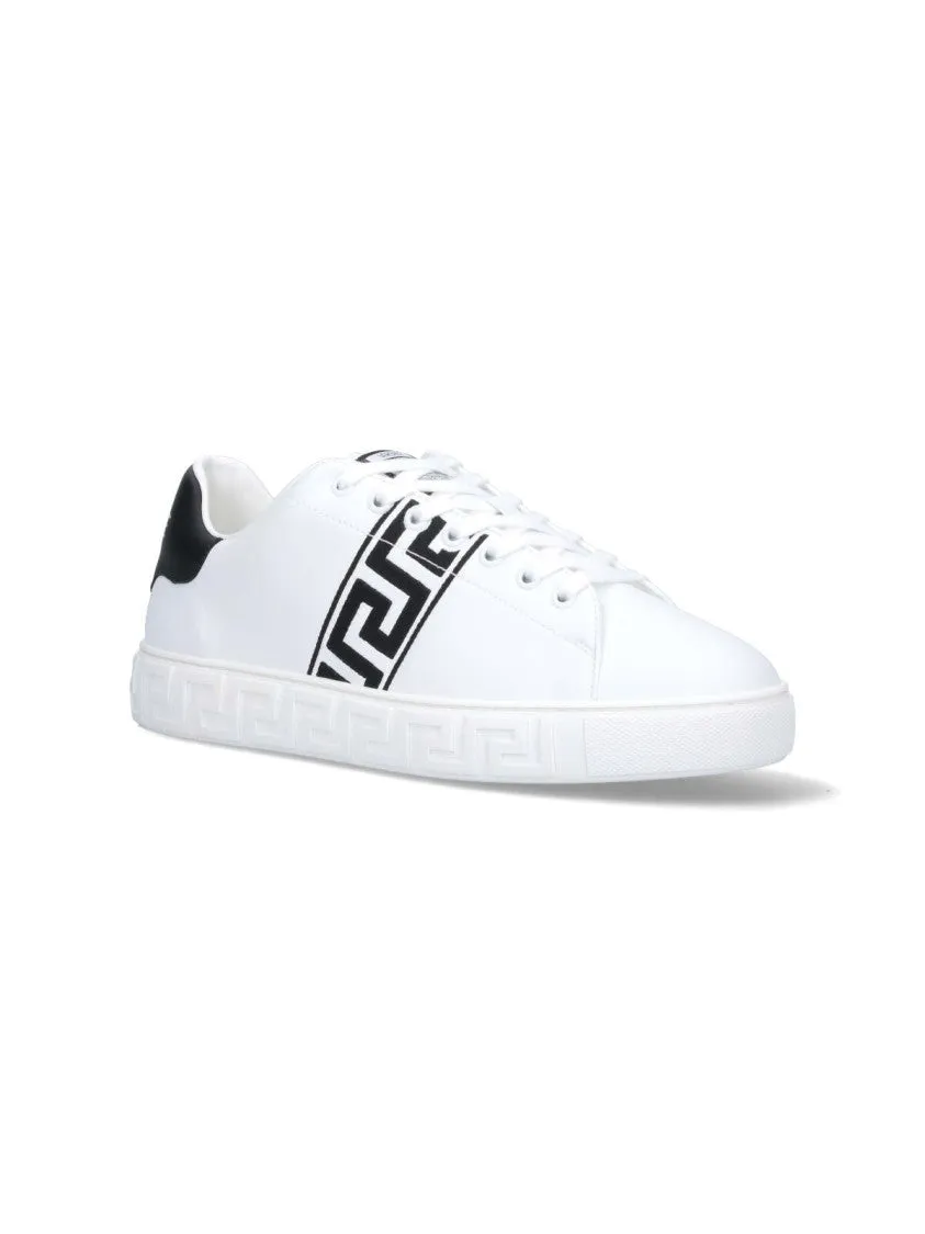 'Greca' Embroidered Sneakers  White