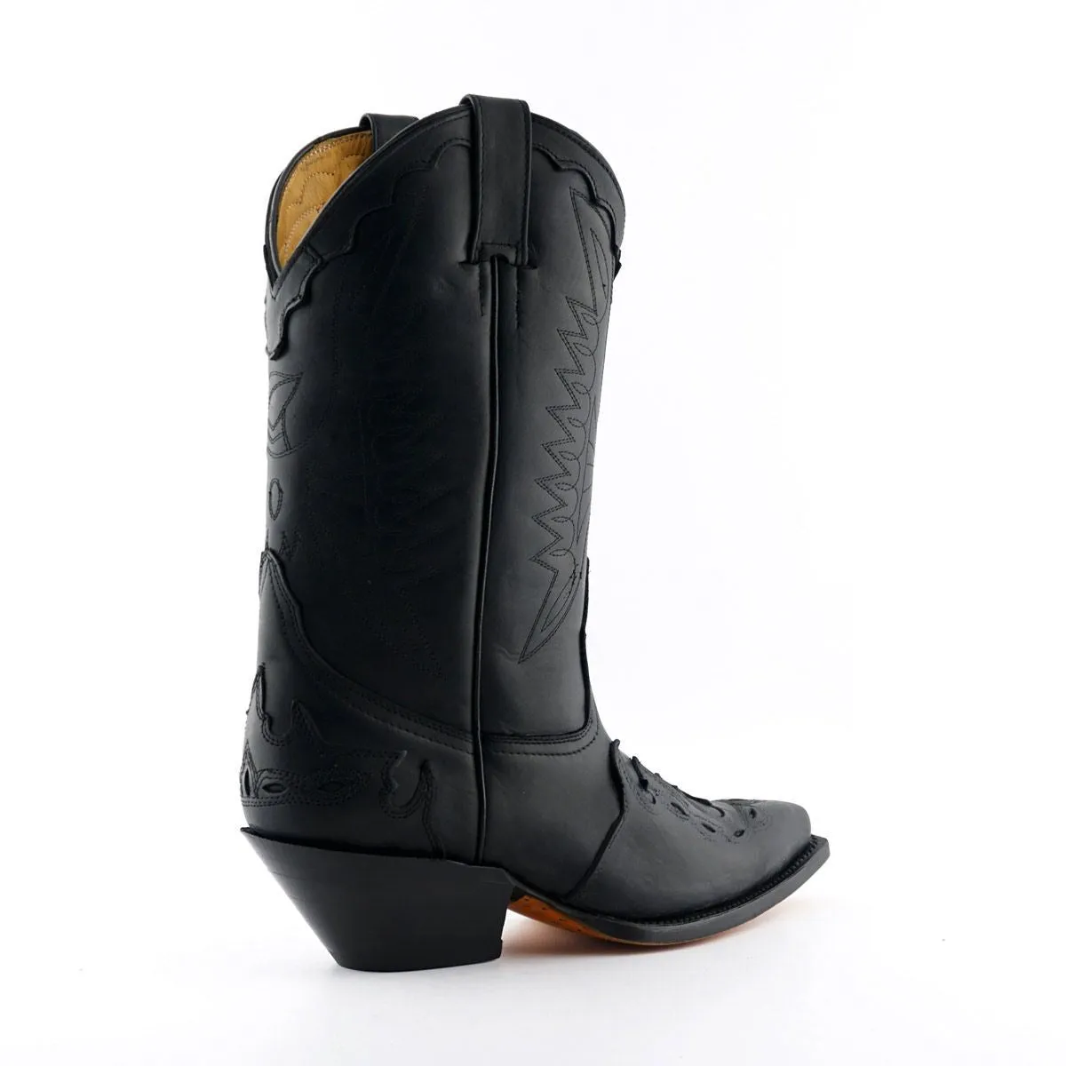 Grinders Unisex Black Leather Cowboy Boots-Arizona HI