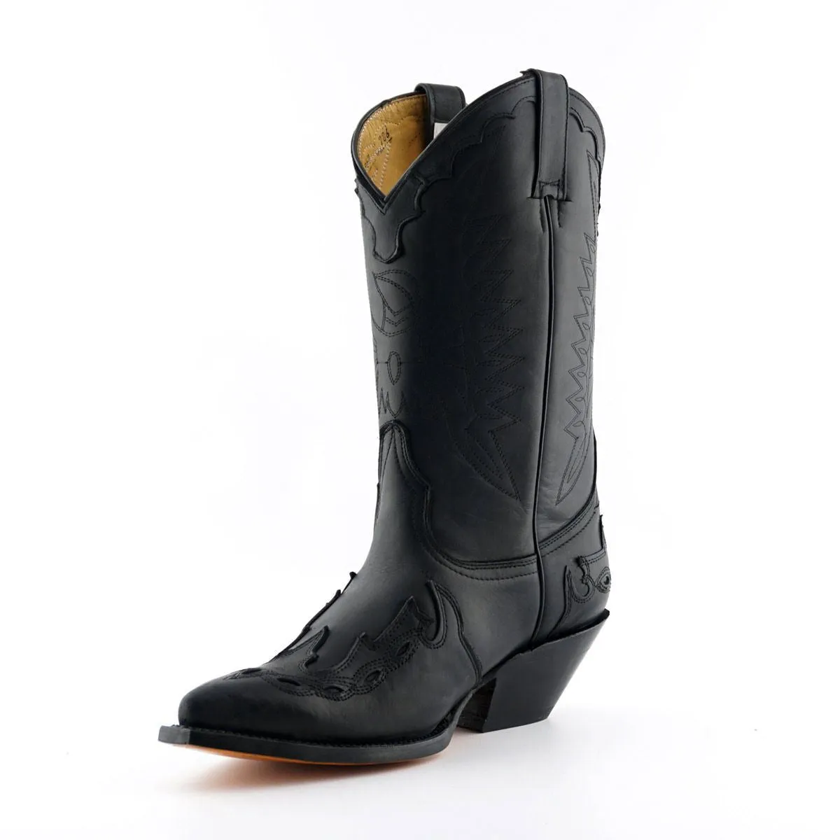 Grinders Unisex Black Leather Cowboy Boots-Arizona HI