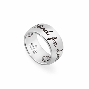 Gucci Blind For Love Sterling Silver Engraved 9mm Ring D