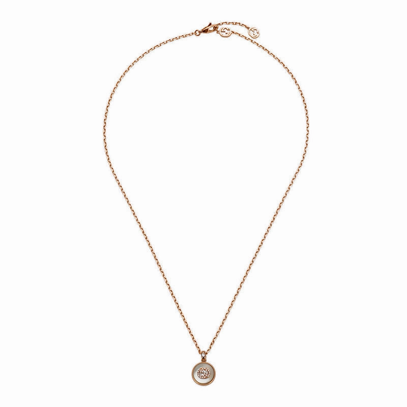 Gucci Interlocking 18ct Rose Gold Mother Of Pearl Necklace