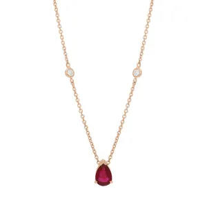 Hans D Krieger 18ct Rose Gold Ruby Diamond Pear Drop Necklace