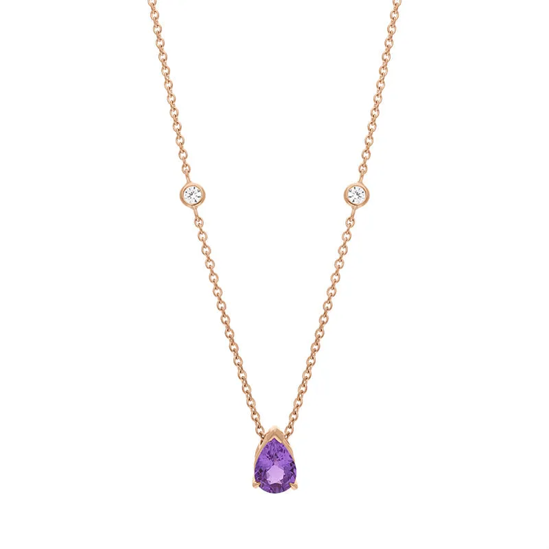 Hans D Krieger 18ct Rose Gold Sapphire Diamond Pear Drop Necklace