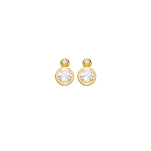 Hot Diamonds Gold Plated Sterling Silver Droplet White Topaz Stud Earrings