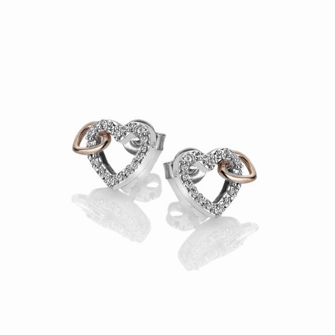 Hot Diamonds Togetherness Sterling Silver Rose Gold Plated White Topaz Stud Earrings