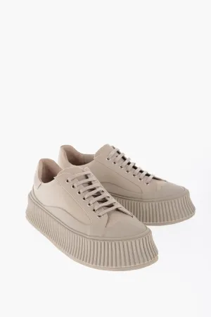 Jil Sander Canvas Low-Top Sneakers With Platform Soles