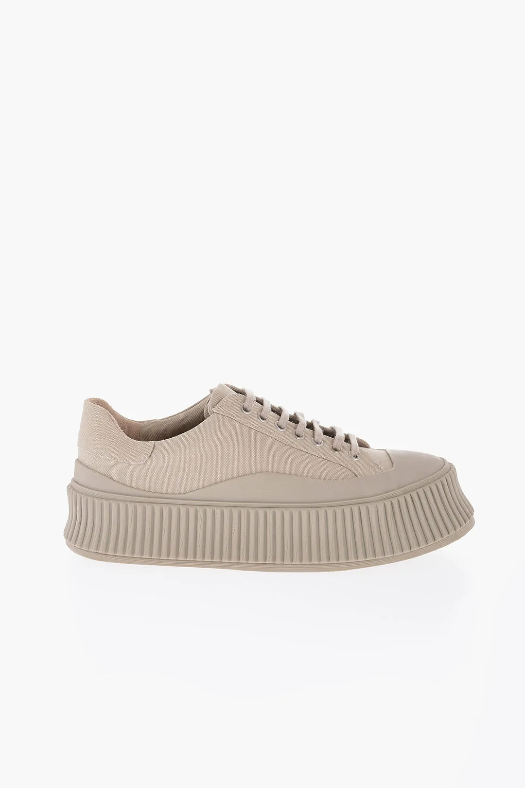 Jil Sander Canvas Low-Top Sneakers With Platform Soles