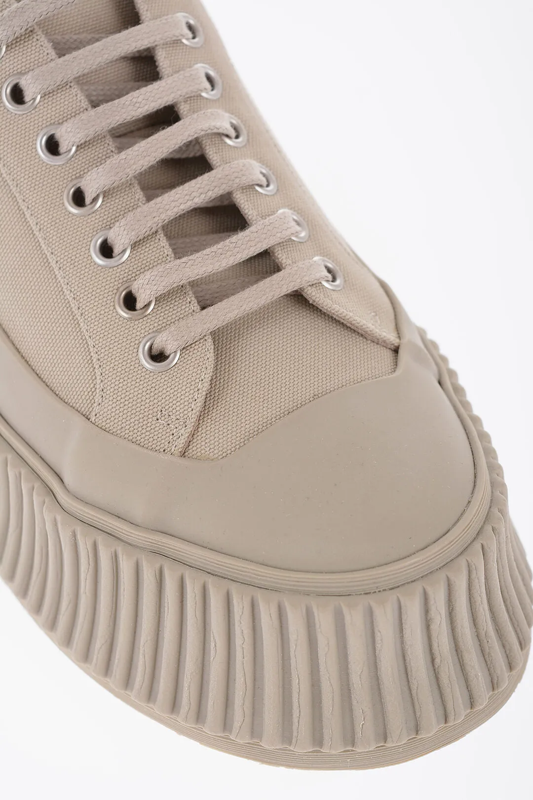 Jil Sander Canvas Low-Top Sneakers With Platform Soles