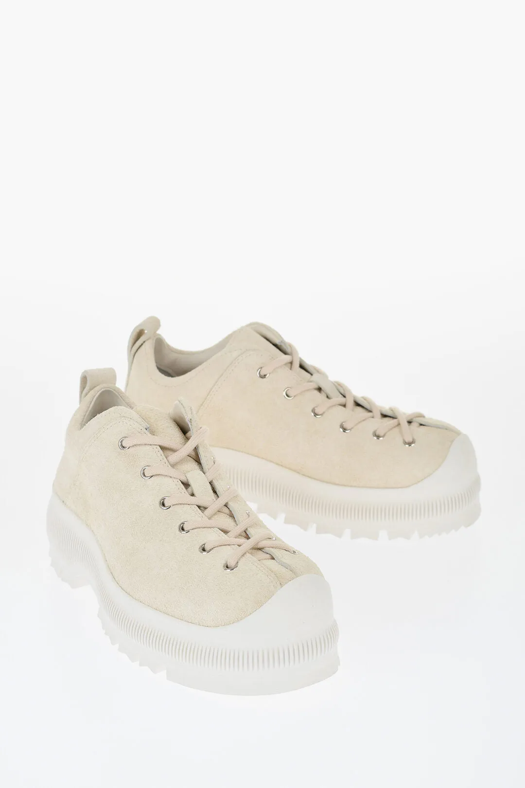 Jil Sander Suede Lace-Up Sneakers With Vibram Sole