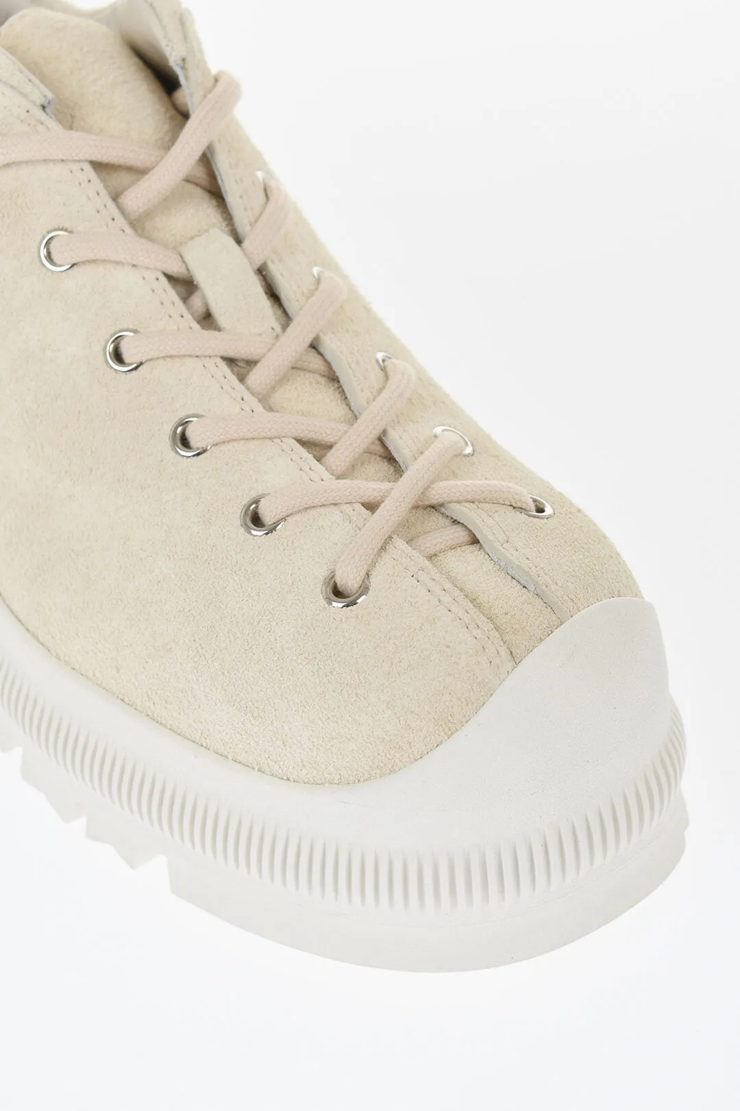 Jil Sander Suede Lace-Up Sneakers With Vibram Sole