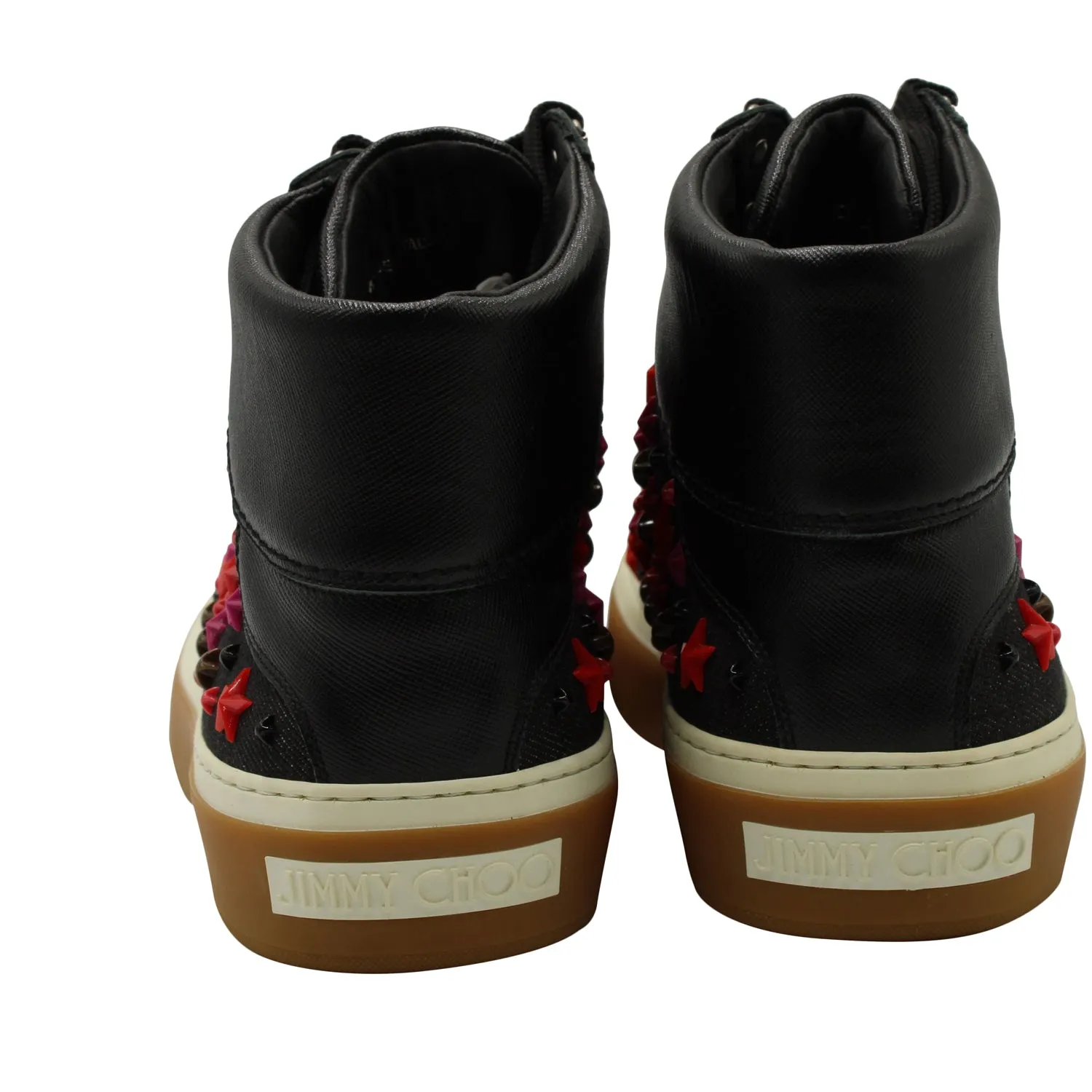 Jimmy Choo Star Stud High Top Sneakers in Black Leather