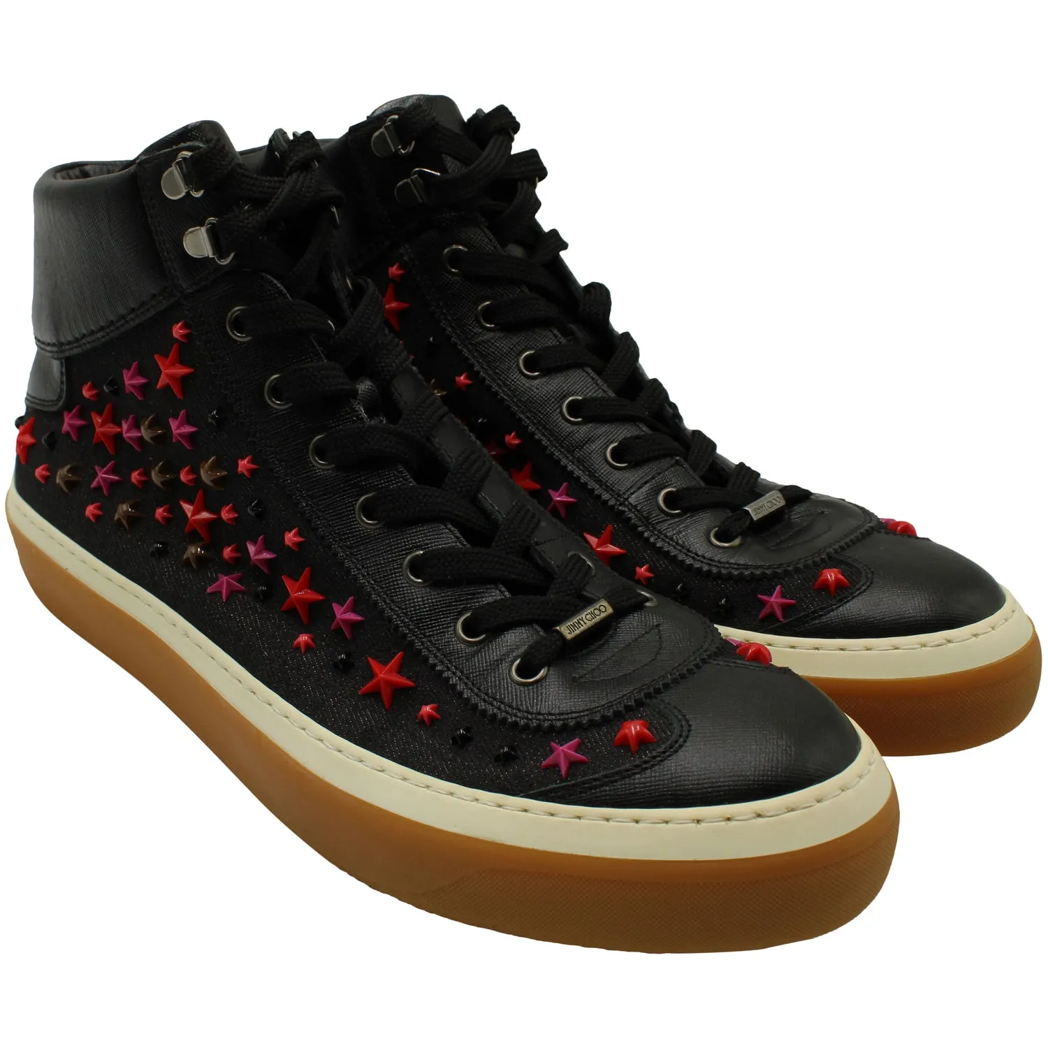 Jimmy Choo Star Stud High Top Sneakers in Black Leather