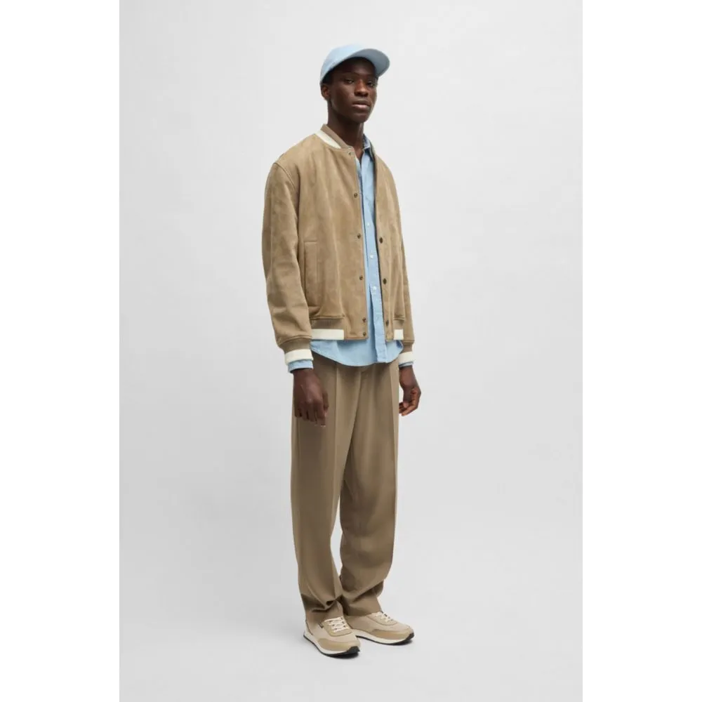 Knit-effect trainers with faux-leather trims