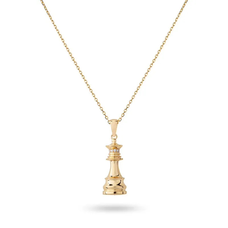 Ksenia Mirella The Queen Yellow Gold 0.10ct Diamond Chess Necklace