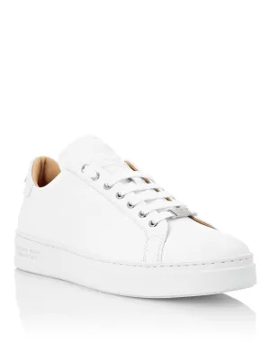 Leather Lo-Top Sneakers Skull and Plein
