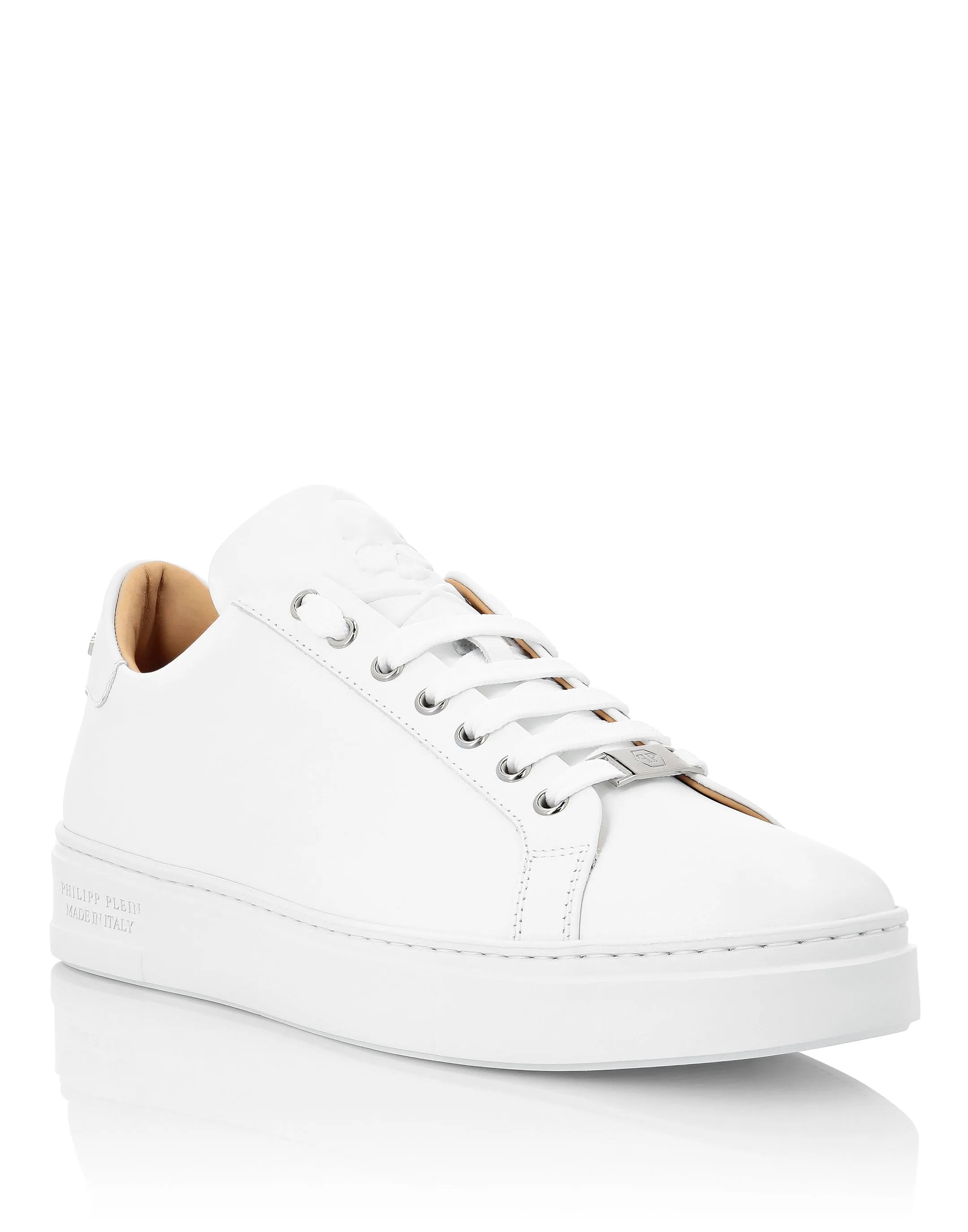Leather Lo-Top Sneakers Skull and Plein