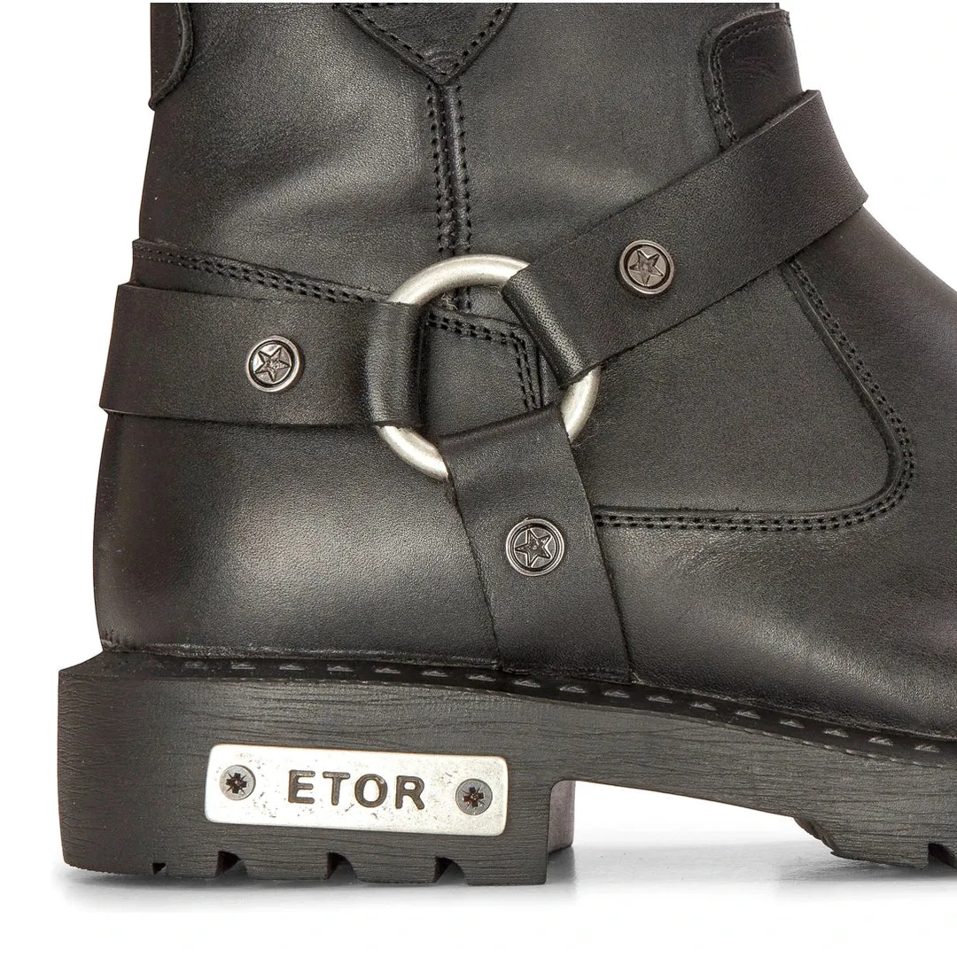 Leather Motorcycle Metal Toe Ankle Boots