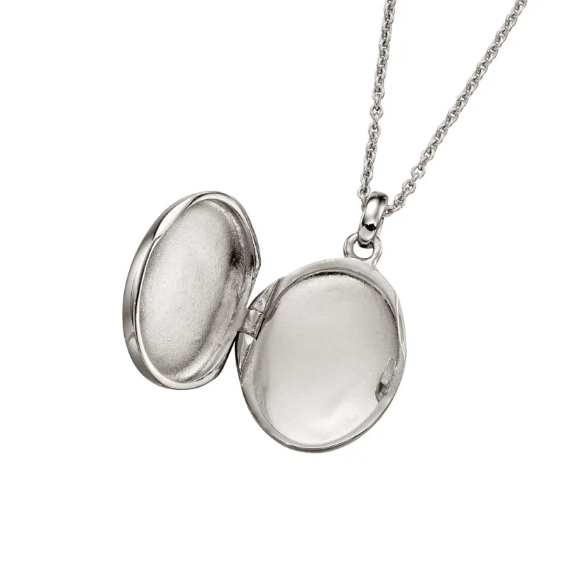 Little Star Sterling Silver Orla Medium Oval Childs Locket Necklace