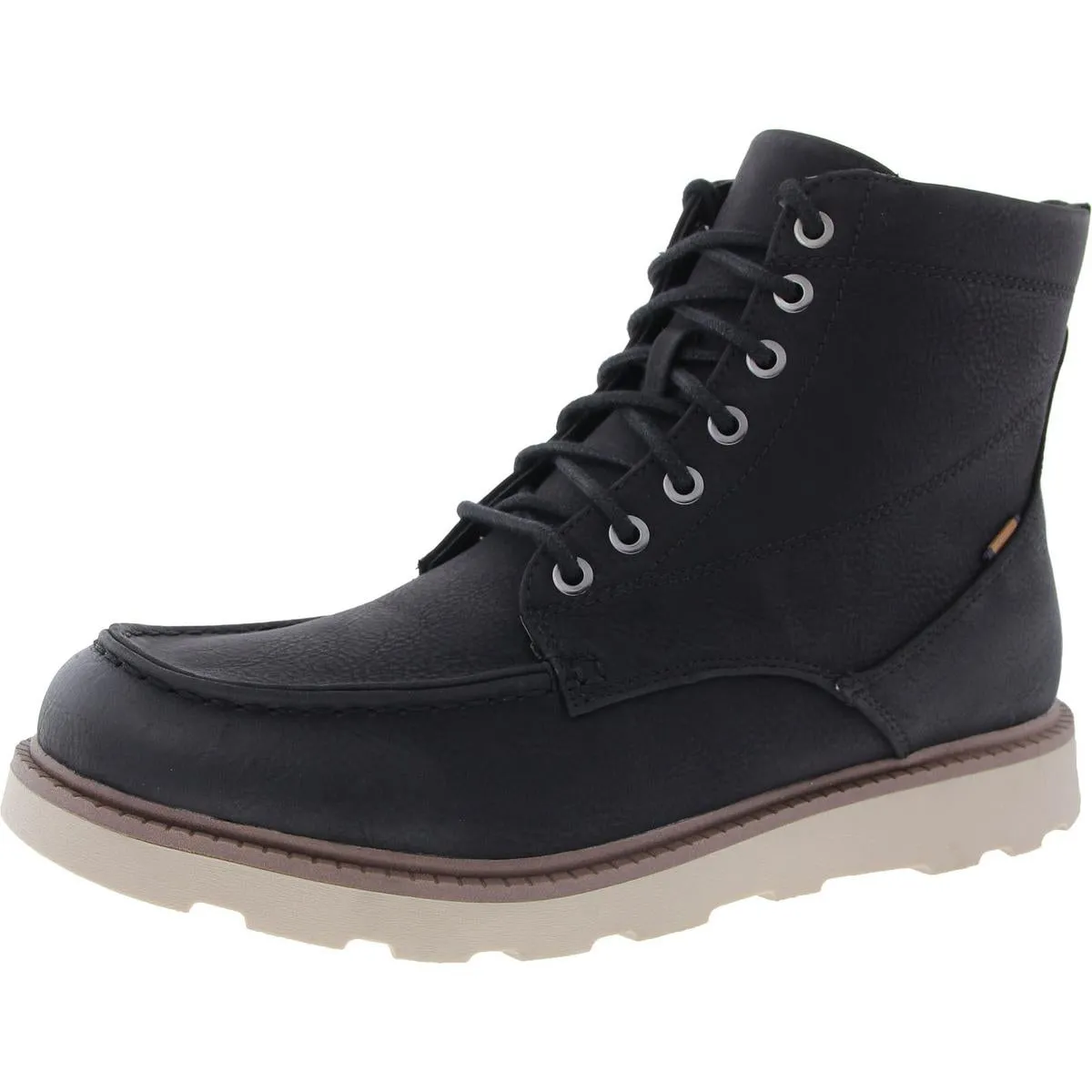 Manchester Mens Zipper Faux Leather Combat & Lace-Up Boots