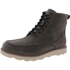 Manchester Mens Zipper Faux Leather Combat & Lace-Up Boots