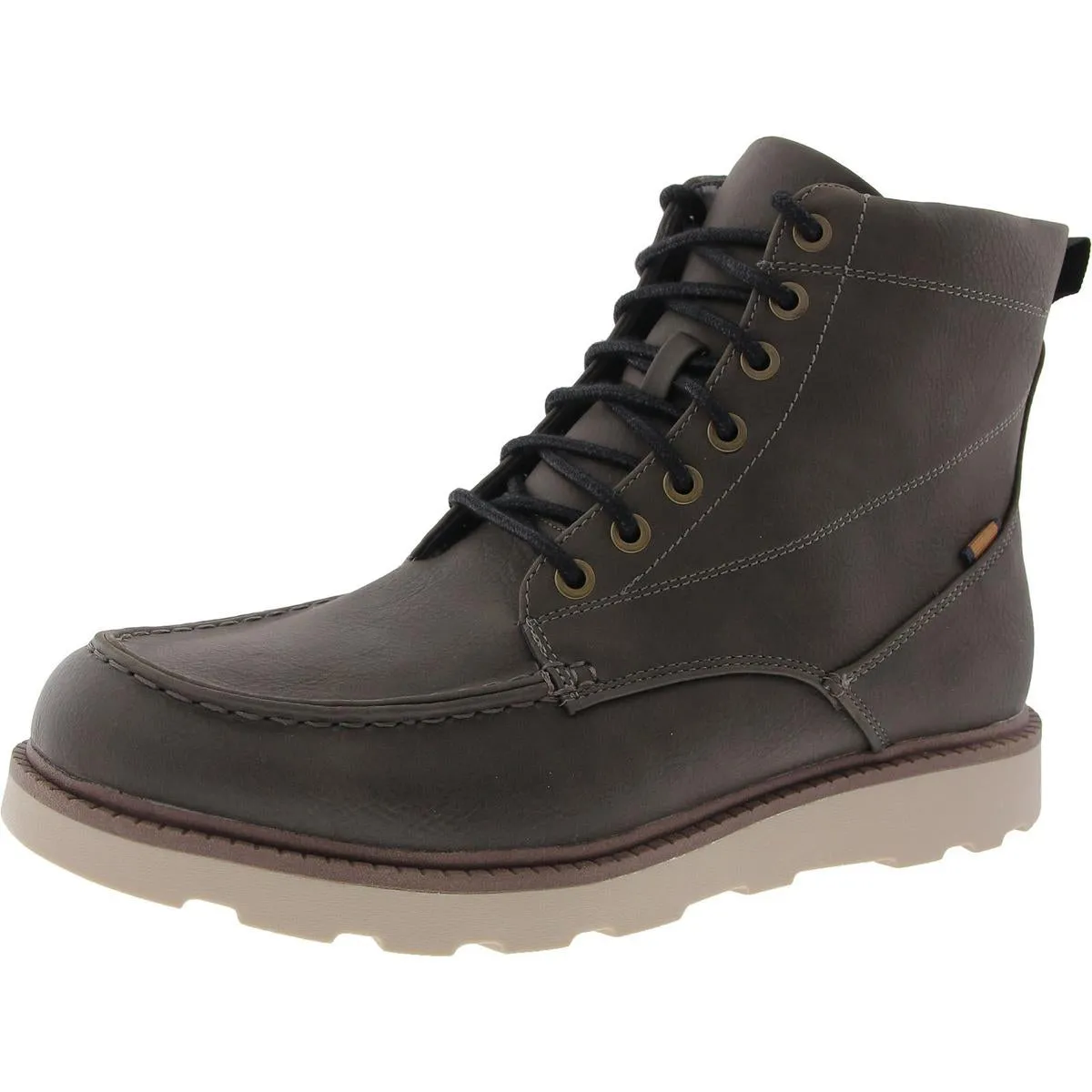 Manchester Mens Zipper Faux Leather Combat & Lace-Up Boots