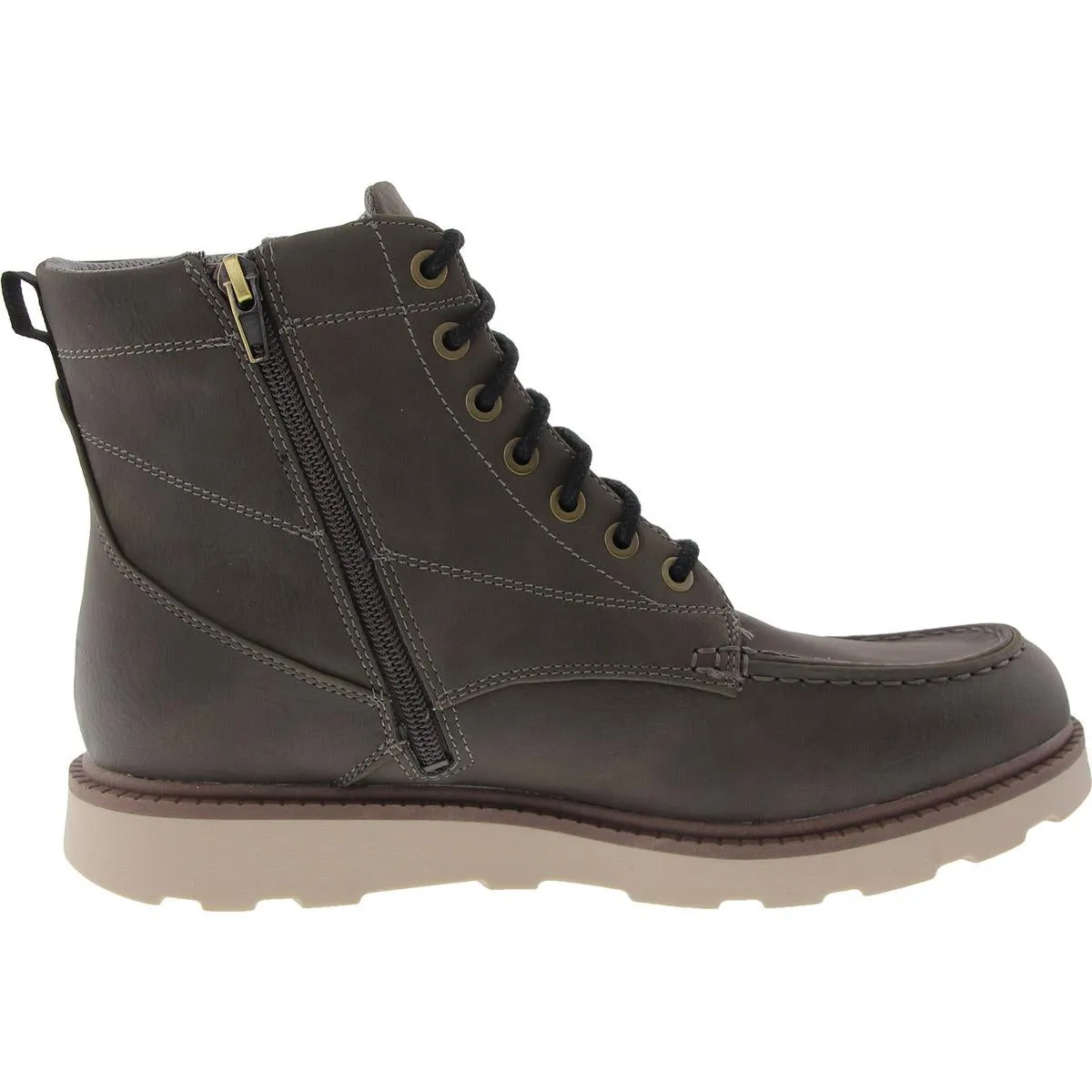 Manchester Mens Zipper Faux Leather Combat & Lace-Up Boots