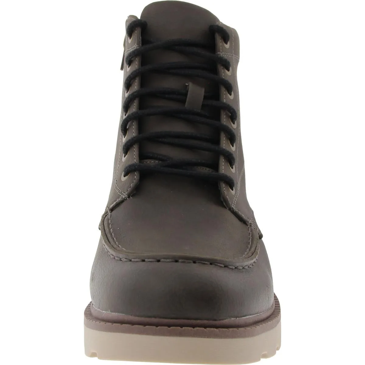 Manchester Mens Zipper Faux Leather Combat & Lace-Up Boots