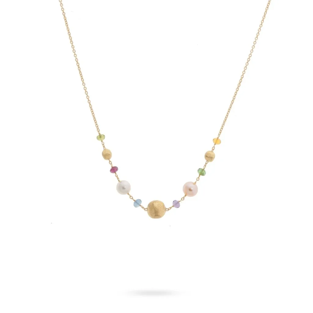 Marco Bicego Africa 18ct Yellow Gold Pearl Mixed Gemstone Necklace D