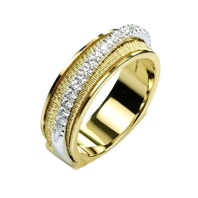 Marco Bicego Cairo 18ct Yellow Gold 0.23ct Diamond Three Strand Woven Ring