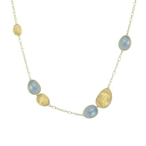Marco Bicego Lunaria 18ct Gold Aquamarine Petal Shaped Necklace