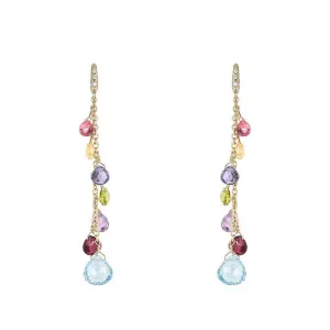 Marco Bicego Paradise 18ct Yellow Gold Diamond Multicolour Gemstone Drop Earrings