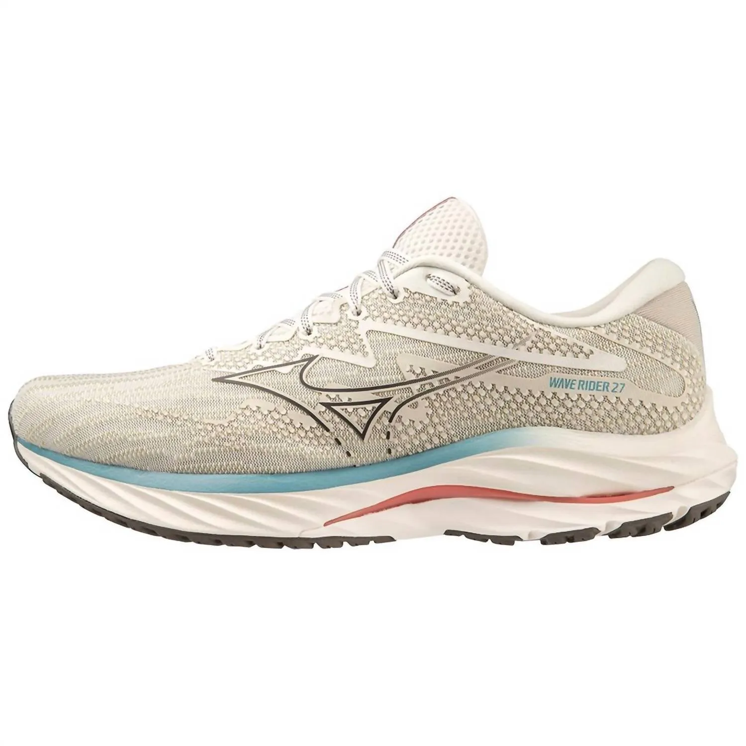 Men Wave Rider 27 Running Shoes In Snow White/granite Grey