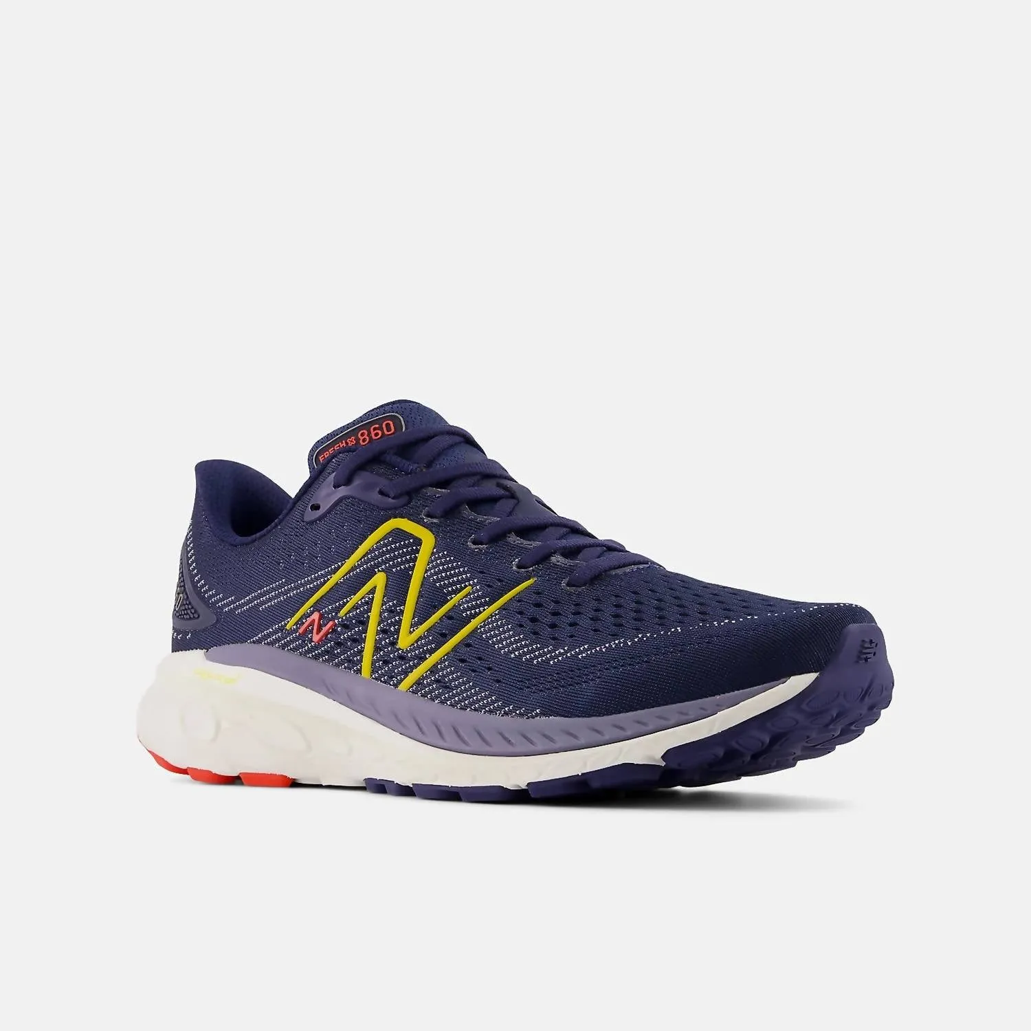 Men's 860 V13 Running Sneakers In Navy With Ginger Lemon And Neo Flame