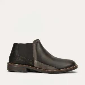 Men's Business Leather Ankle Boots In Black Raven/black Crackle/gray Suede