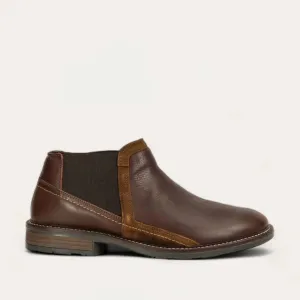 Men's Business Leather Ankle Boots In Soft Brown Leather/toffee Leather/seal Brown Suede