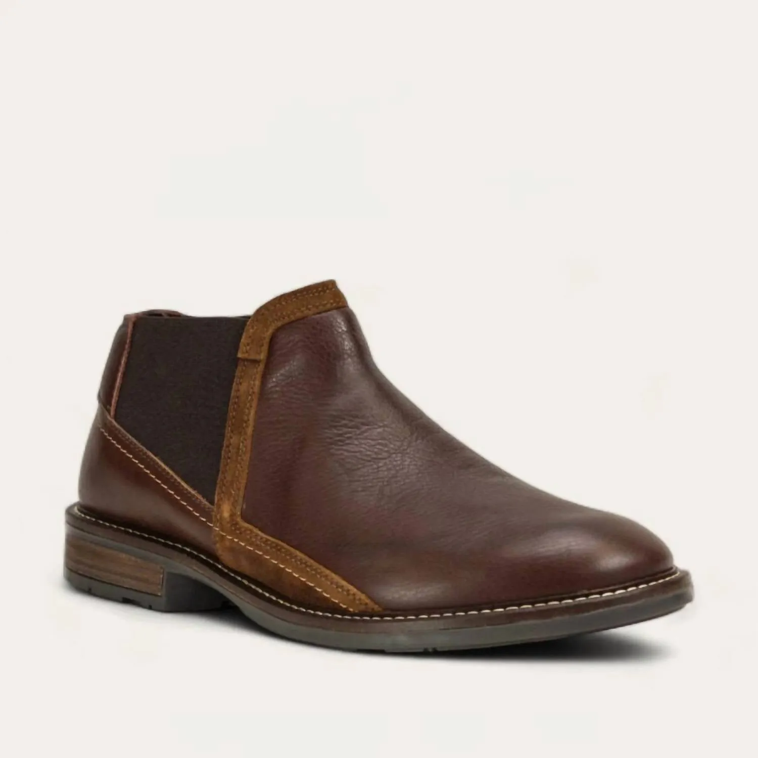 Men's Business Leather Ankle Boots In Soft Brown Leather/toffee Leather/seal Brown Suede