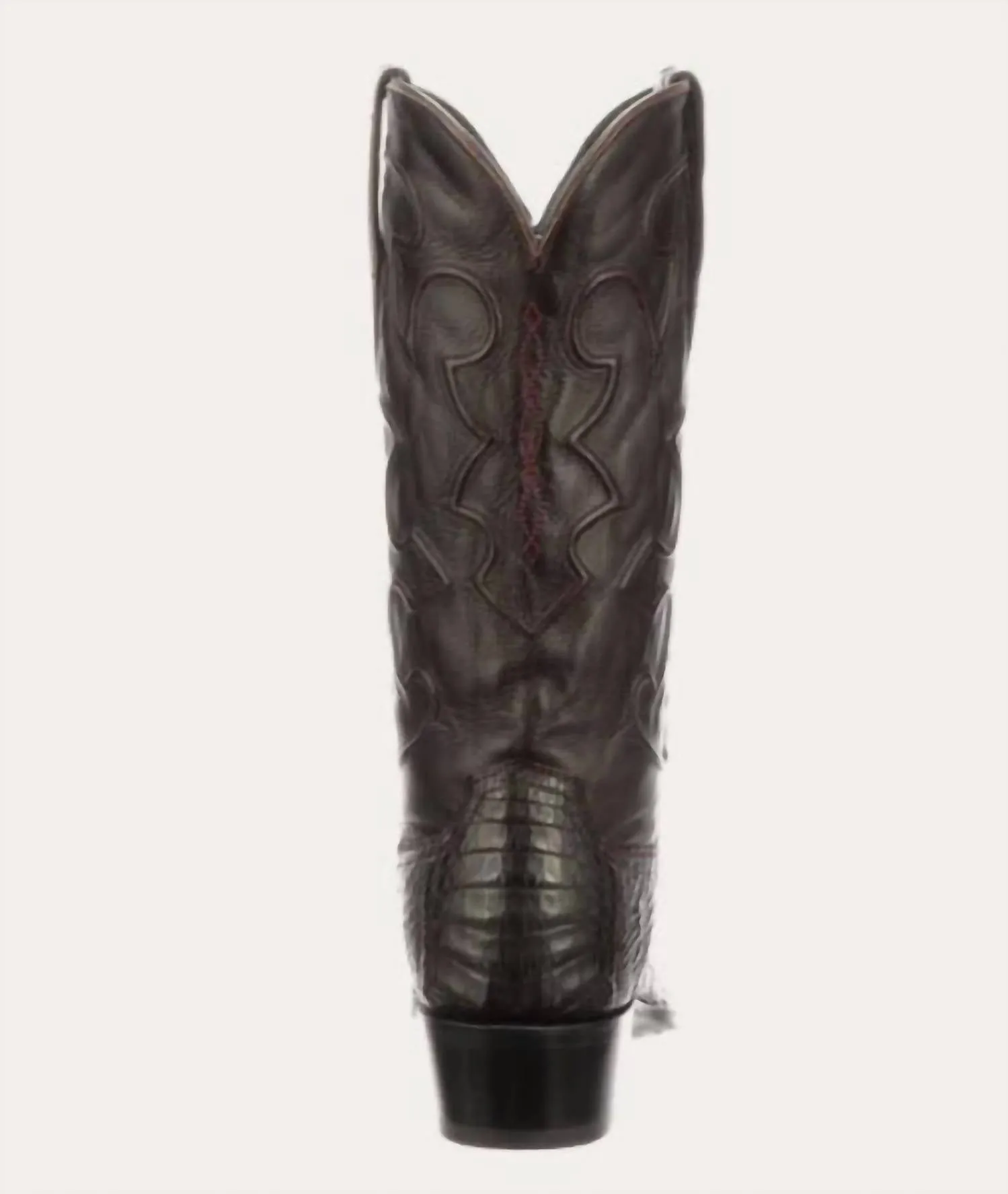 Men's Charles Caiman Belly R-Toe Mens Exotic Cowboy Boot In Black_Cherry/cordova