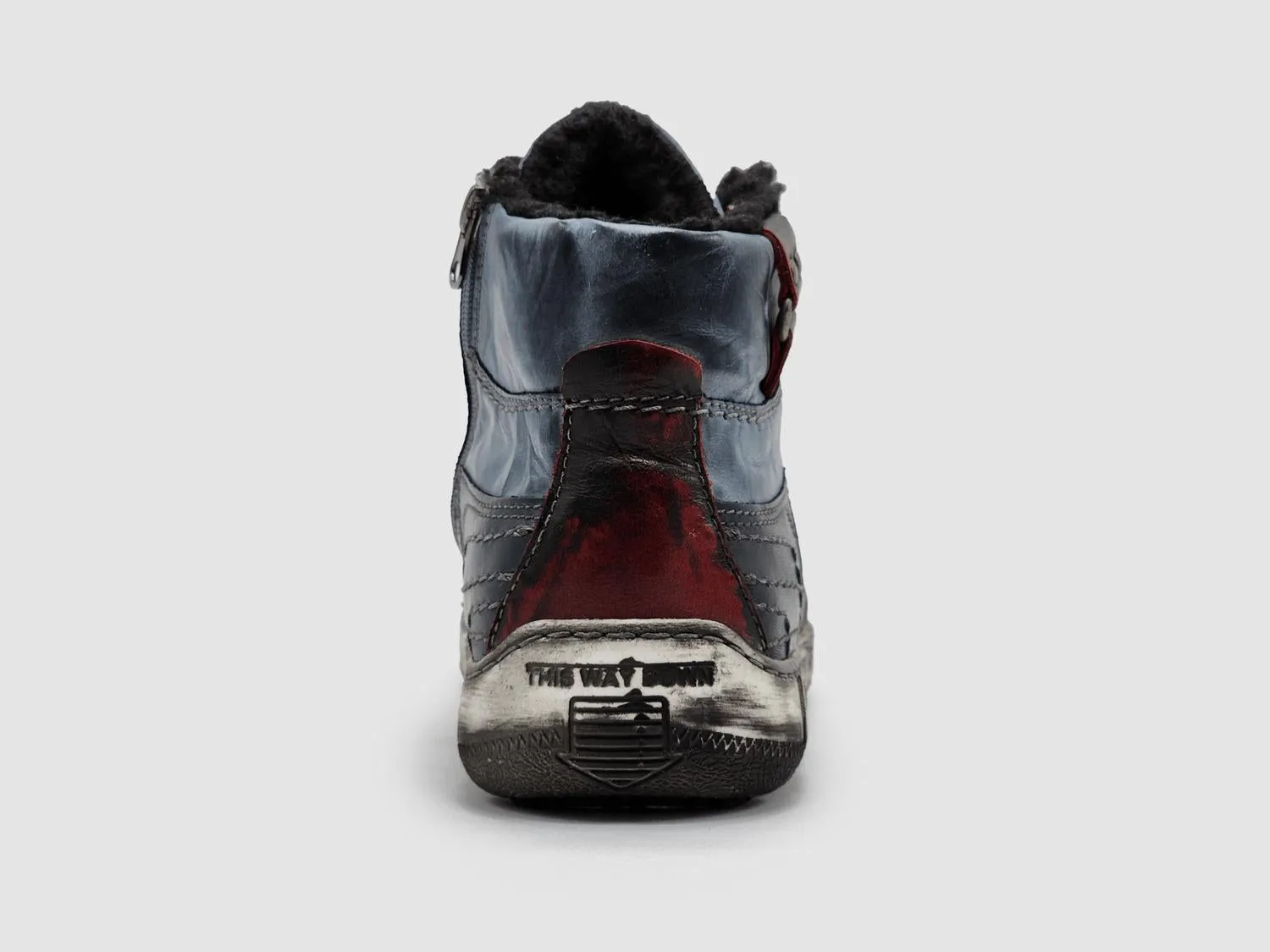 Men's Comfort Thick Wool-Lined Zip-Up Leather Boots In Navy