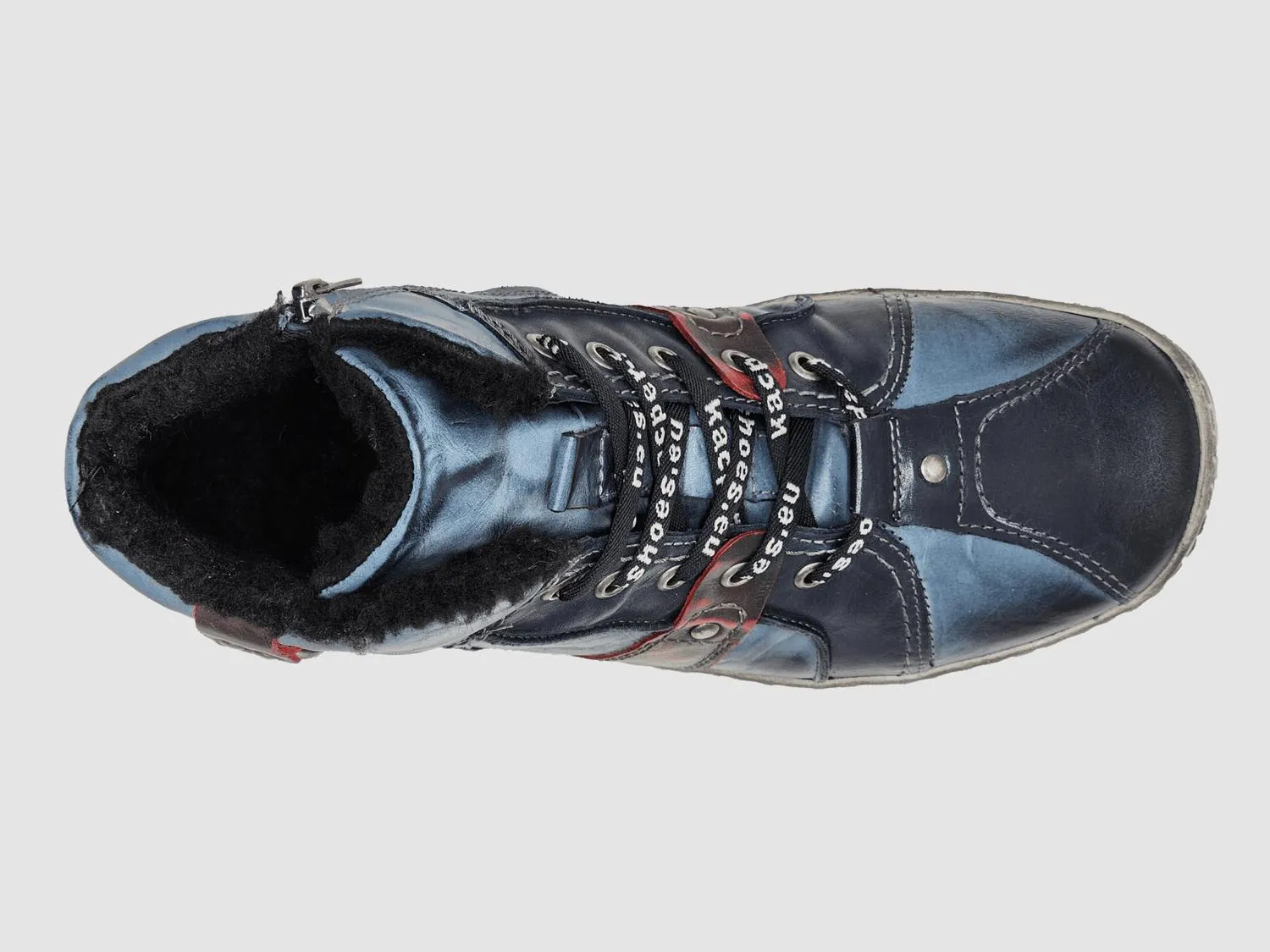 Men's Comfort Thick Wool-Lined Zip-Up Leather Boots In Navy