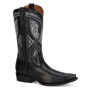 Men's Cowboy Leather Boots In Black