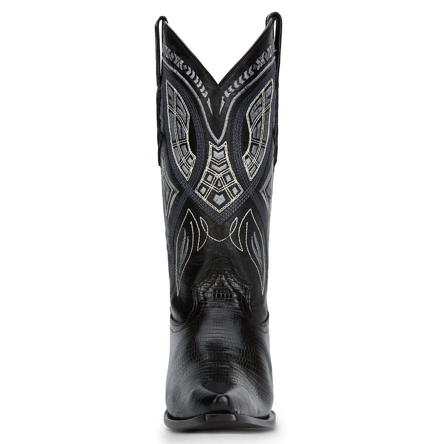 Men's Cowboy Leather Boots In Black