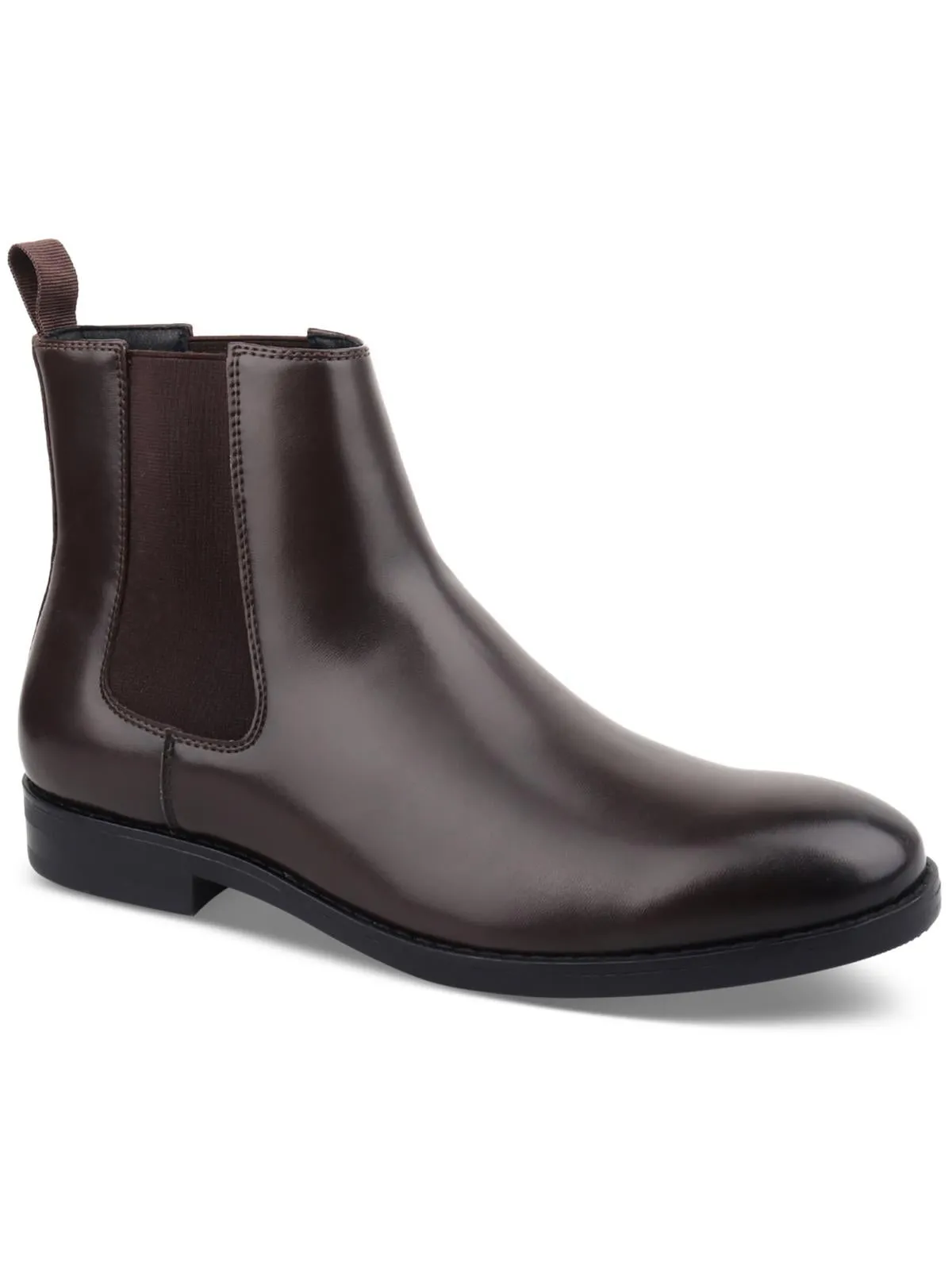 Mens Faux Leather Pull On Chelsea Boots