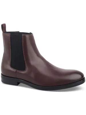 Mens Faux Leather Pull On Chelsea Boots